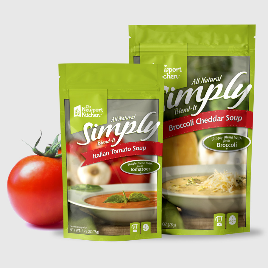 Newport Kitchen soup package branding